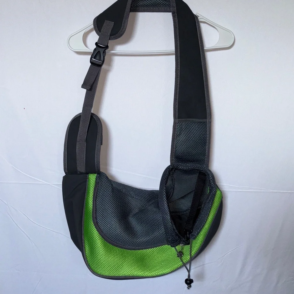 🆕Dog Crossbody Satchel Dog Purs..ppy Black & Green Stylish Pet Sling Carrier